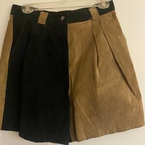 Brandon Thomas Suede Tan and Black Skort  fully lined Sz 13/14 Y2K